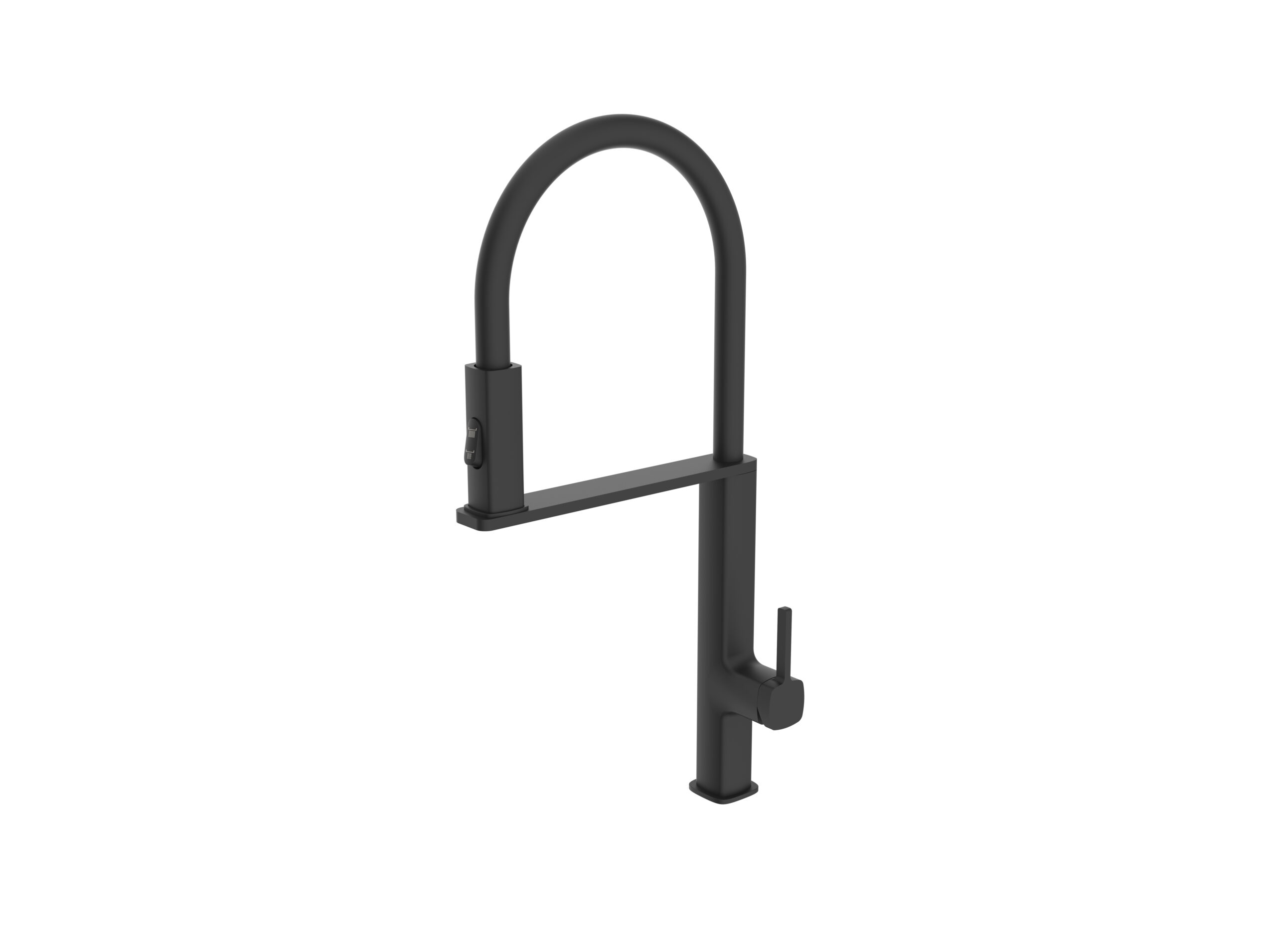Grifo de cocina extraíble de caño alto con teLEDucha negro mate
