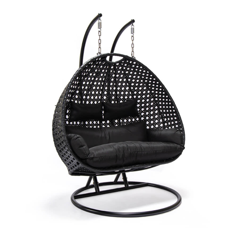 Silla colgante de poliratán twin - negra para 2 personas