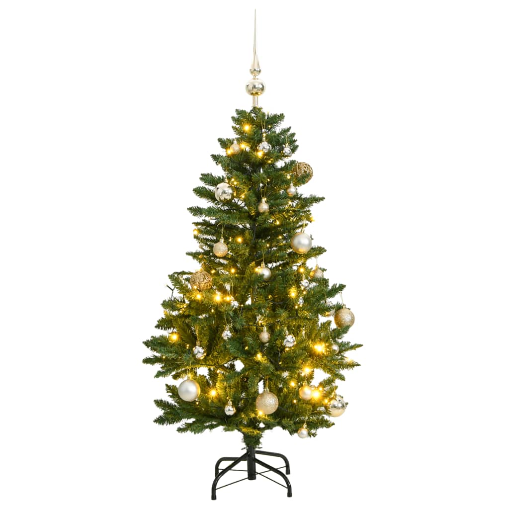 Árbol de navidad artificial con bisagras 150 LED y bolas 150 cm es4539