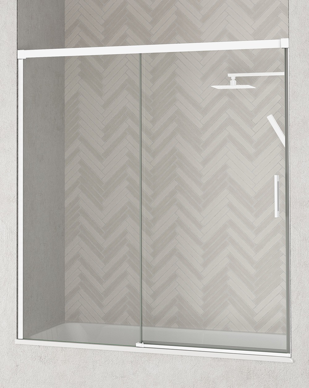 Mampara bañera de 1 fijo 1 puerta | transparente -blanco 150cm