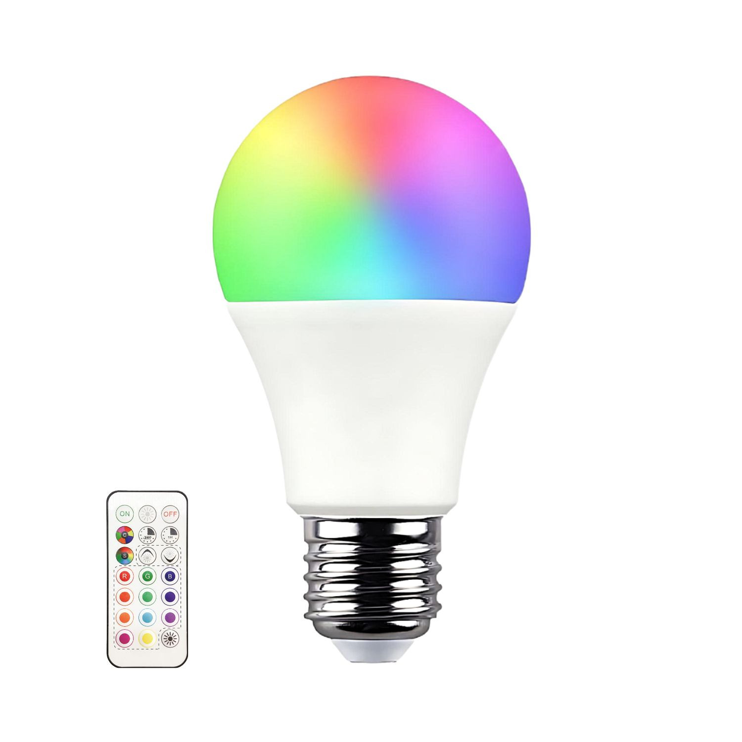 Bombilla LED estándar E27 9w equi.60w 806lm rgb con mando a distancia