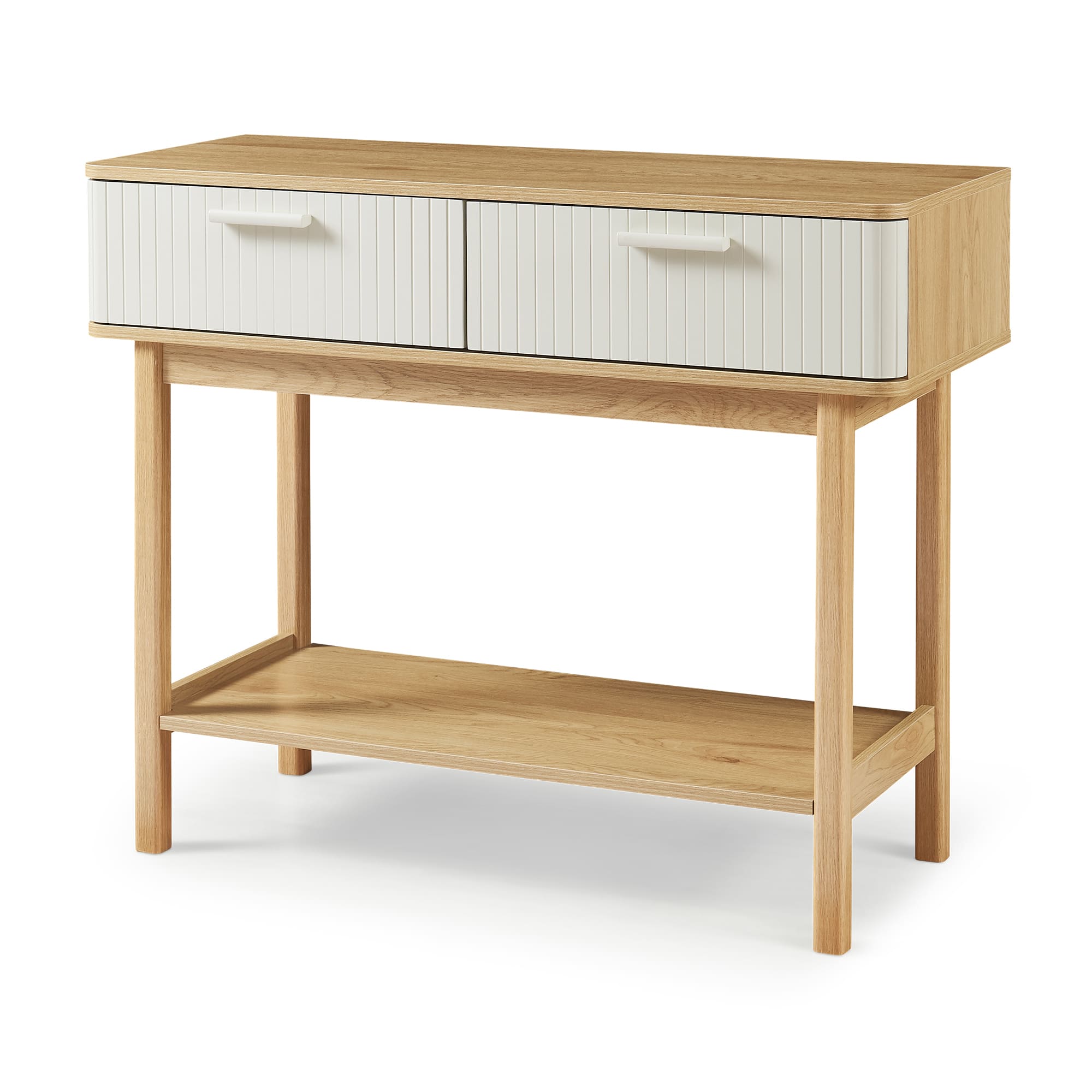 Mesa consola ferrersp 2 cajones 100x40x80cm - roble/oatmeal [en.casa]