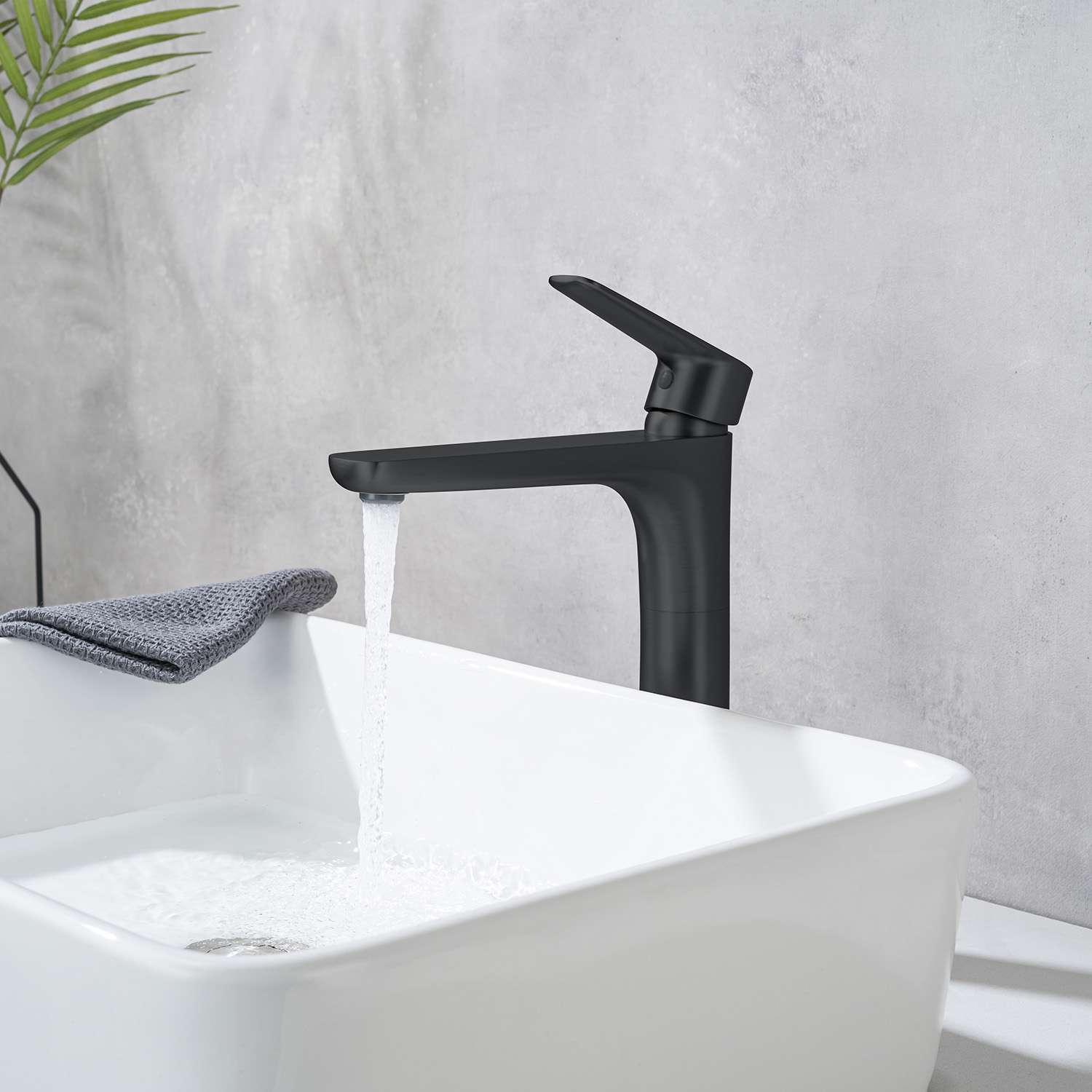 Grifo monomando lavabo alto sky bath negro mate serie nature