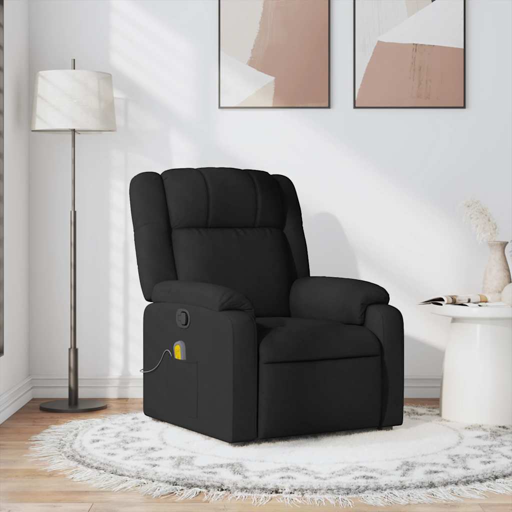 Sillón reclinable de masaje de tela negro qweo6821