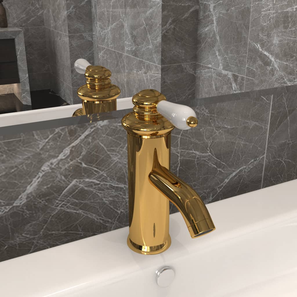 Grifo para lavabo de baño dorado 130x180 mm es4887