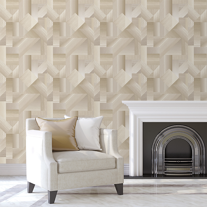 Papel pintado tnt textura formas madera beige