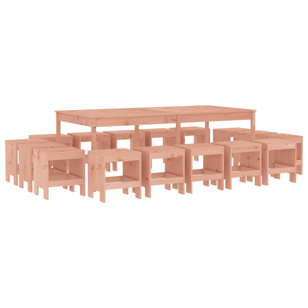 vidaXL juego de comedor de jardín 17 pzas madera maciza abeto douglas