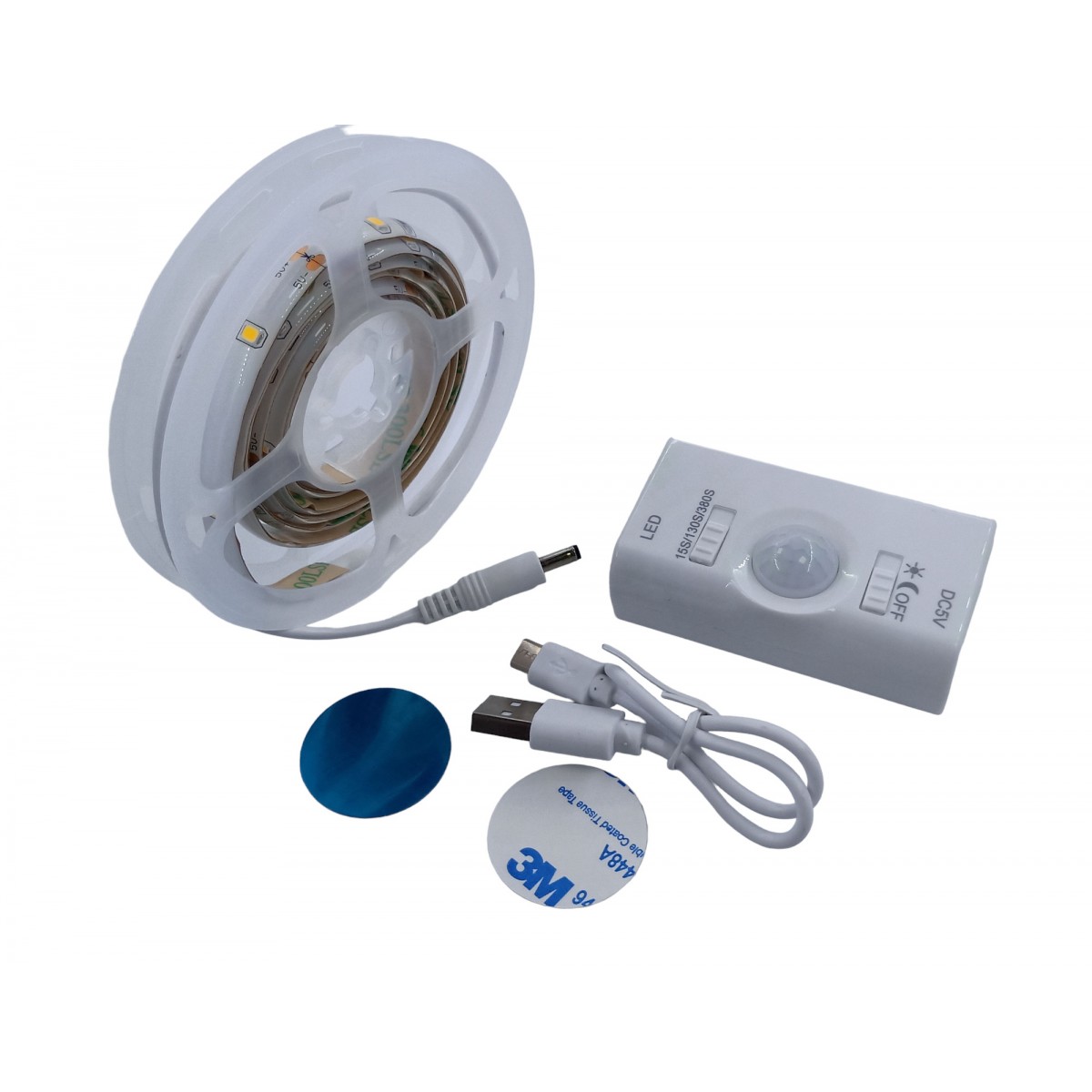 Tira LED 5v de 1m con sensor recargable usb luz fría 6000k