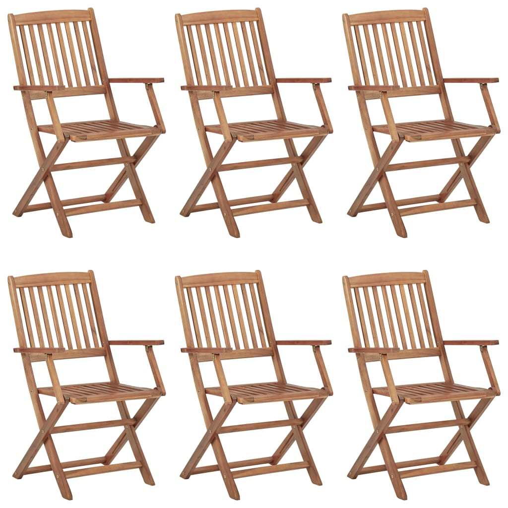 vidaXL sillas de exterior plegables 6 uds madera maciza acacia