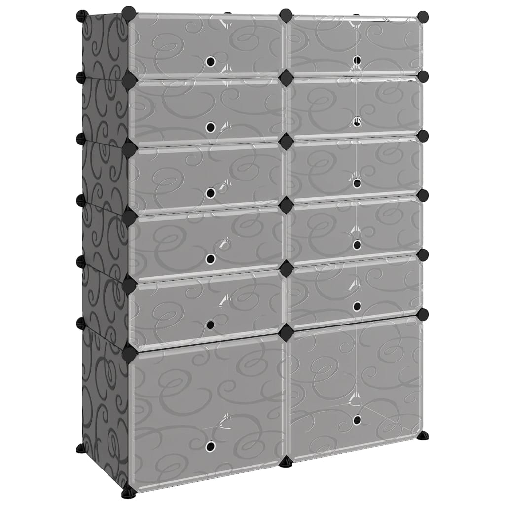 vidaXL zapatero pp negro 94x37x125 cm