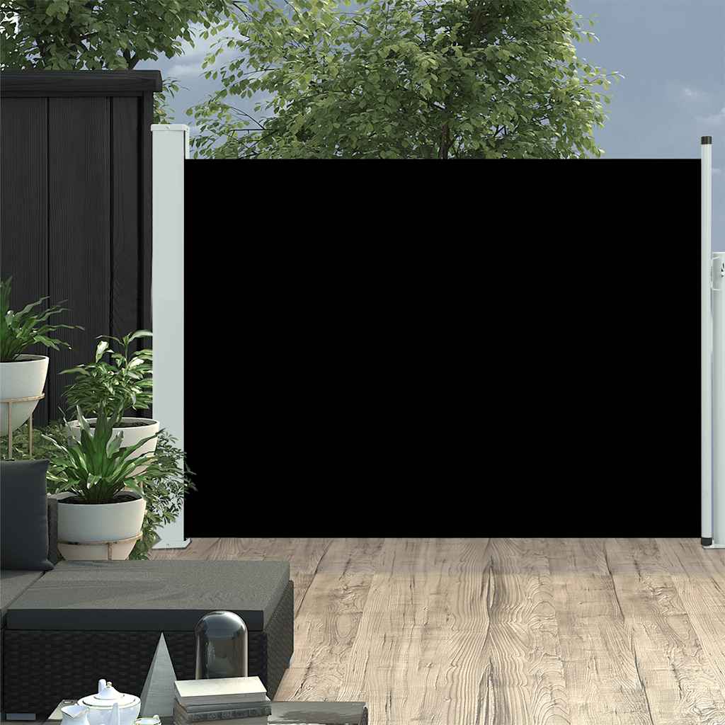 Toldo lateral retráctil de jardín negro 100x500 cm ety5655099