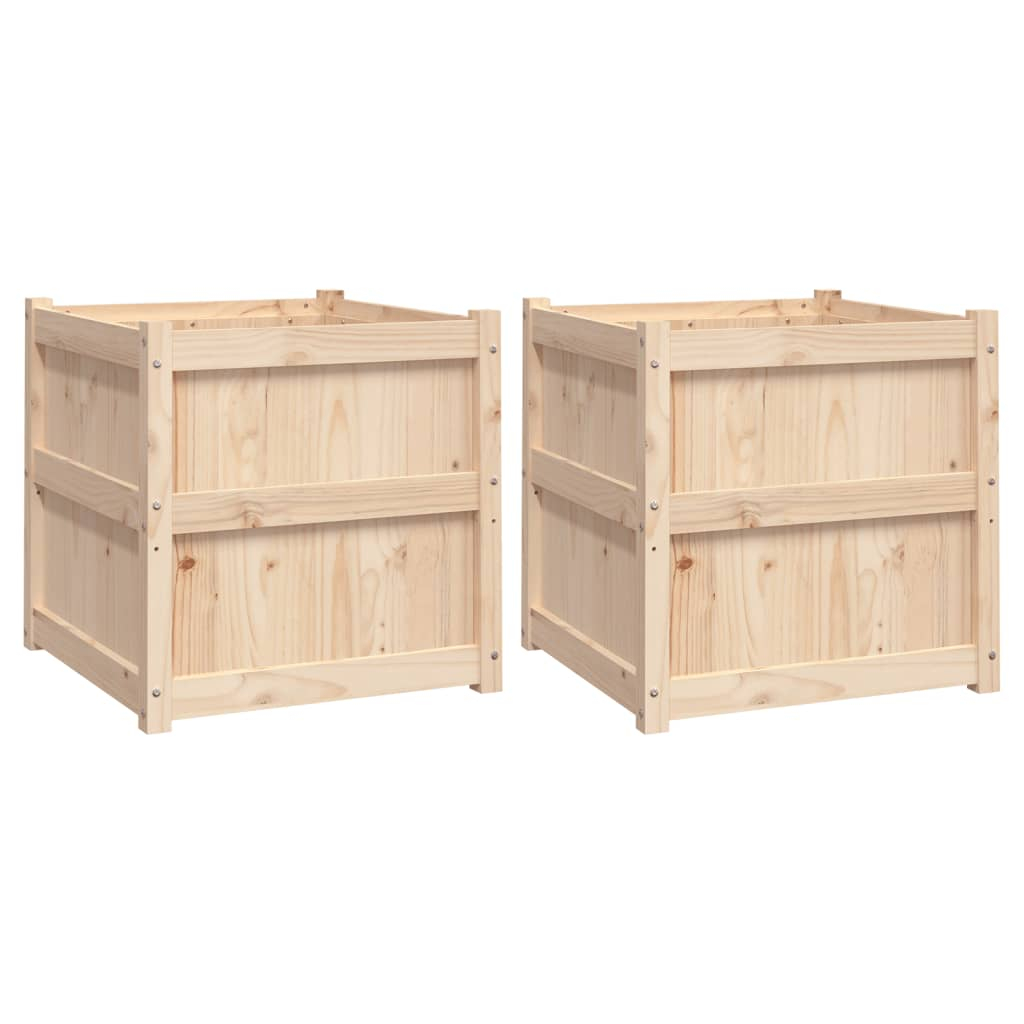vidaXL jardineras de exterior 2 unidades madera maciza de pino