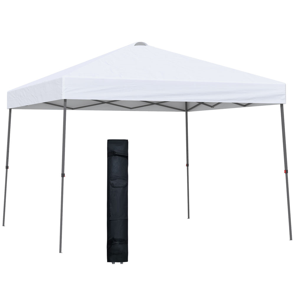 Cenador plegable 300x300x250 cm acero, tela oxford color blanco Outsunny