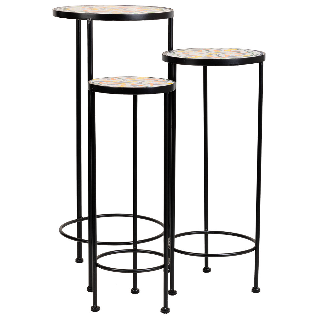 Set 3 soportes de mosaico y metal verde oscuro