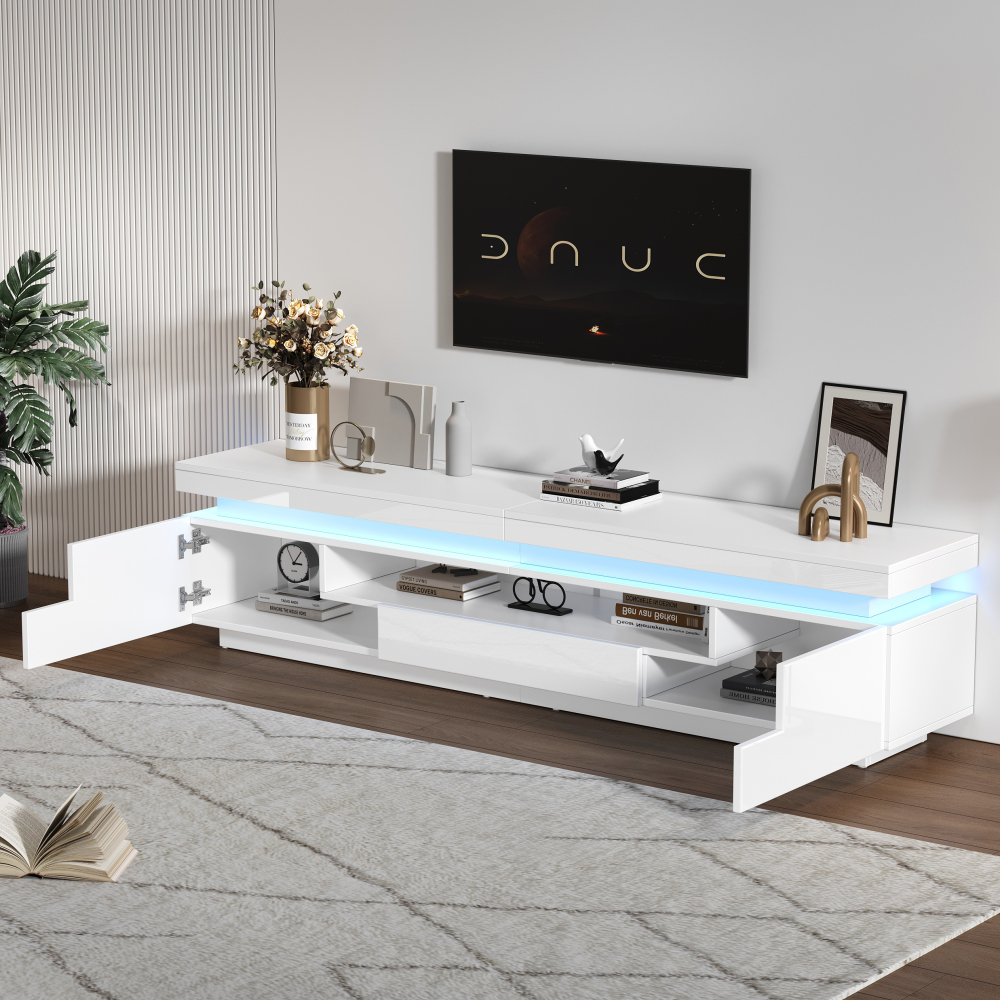 Mueble de tv con LED 2 puertas y 1 cajón blanco 45x175x38cm