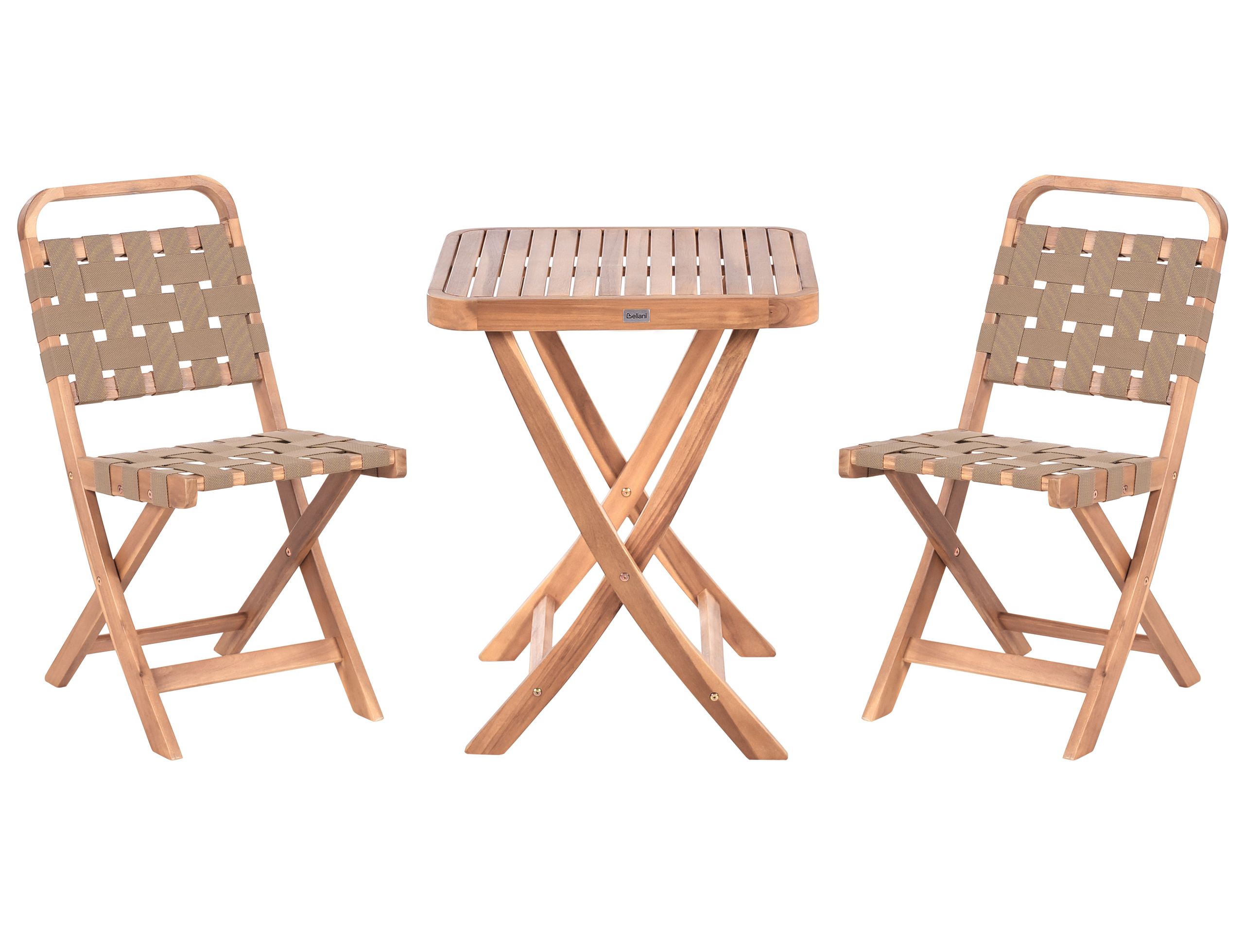Conjunto de balcón plegable calciano madera de acacia certificada marrón