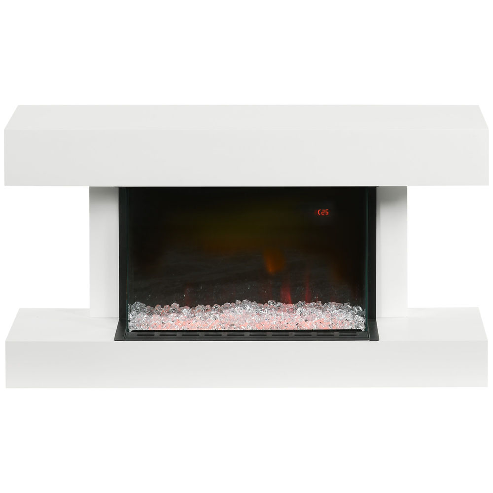 Chimenea eléctrica 98x27x54.5 cm mdf, acero, vidrio templado color blanco