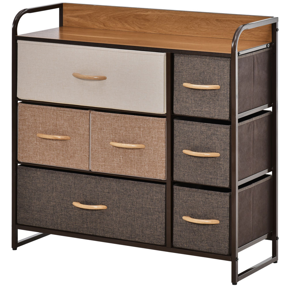 Cómoda de tela 80x29x78.5 cm metal, poliéster multicolor Homcom