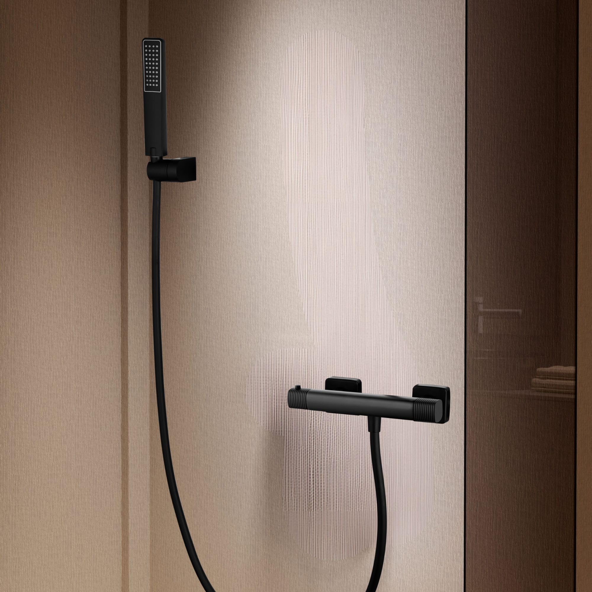Imex - grifo ducha termostatico con alcachofa y manguera negro