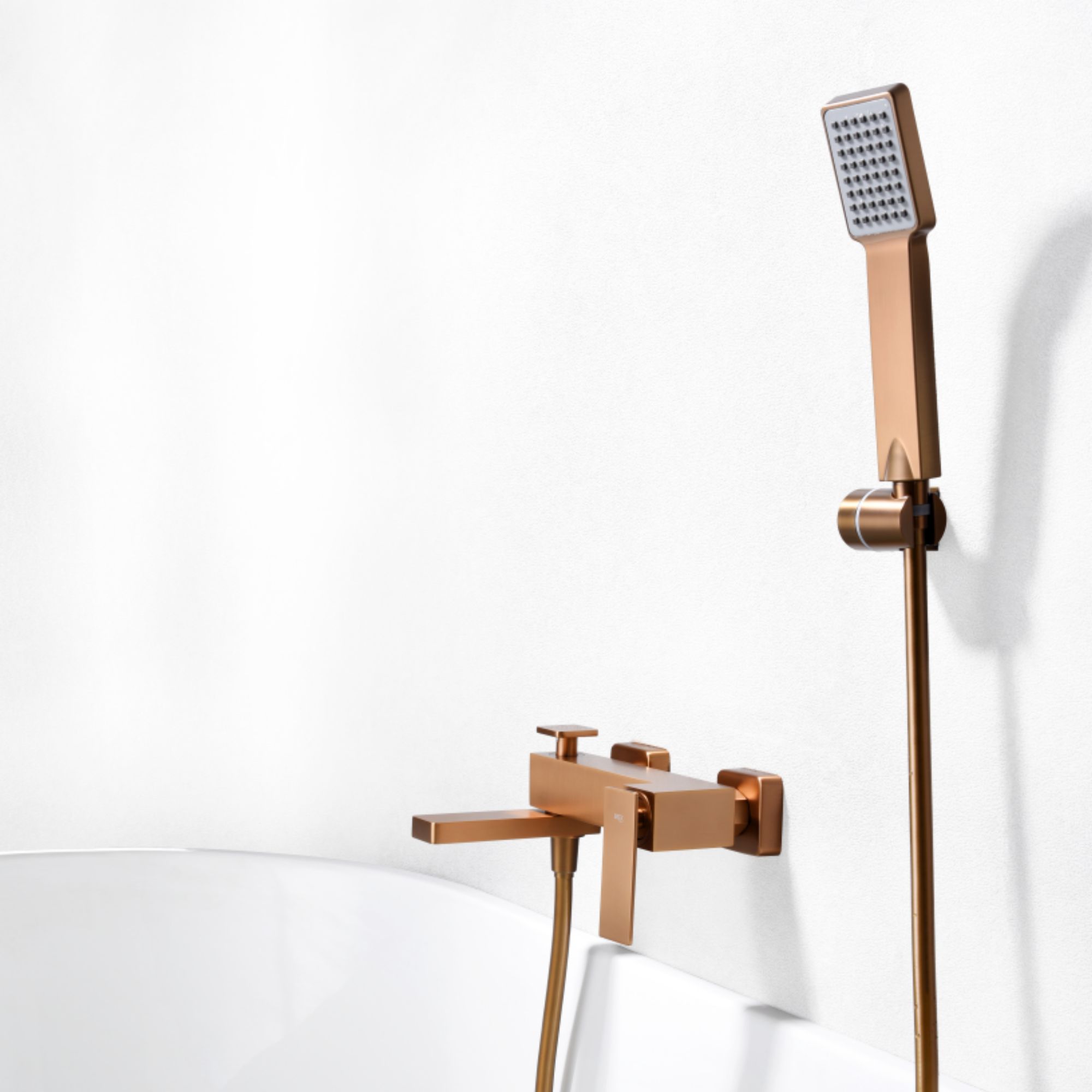Imex - grifo monomando ducha y bañera oro rosa serie pisa