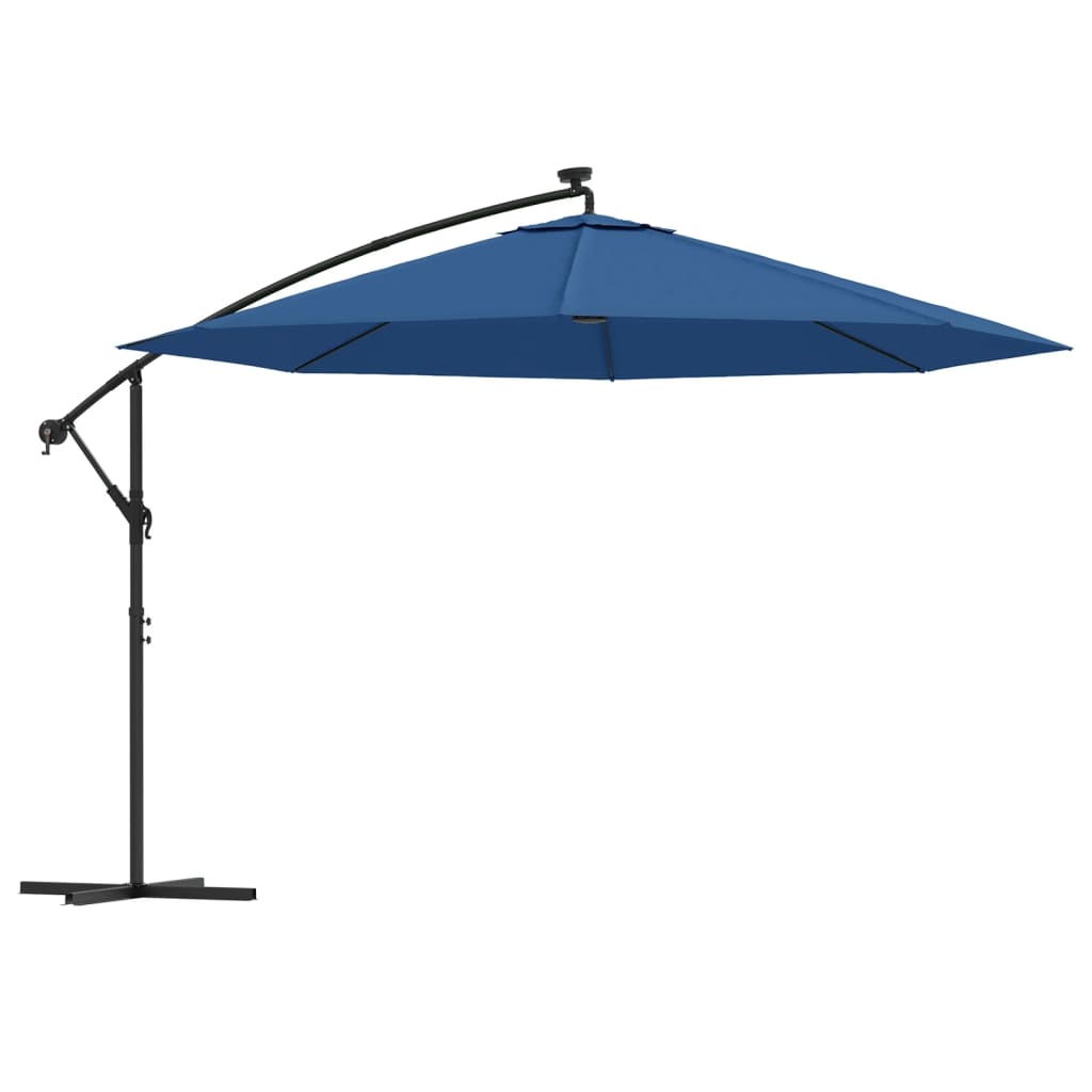 Sombrilla colgante con luces LED azul azur 350 cm