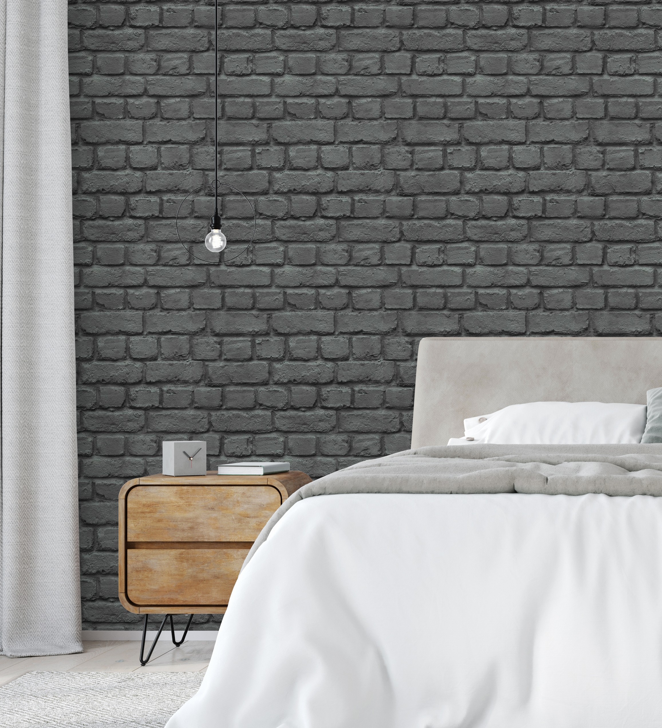 Papel pintado gaulan ladrillo gris oscuro y negro industrial con 5.33m²