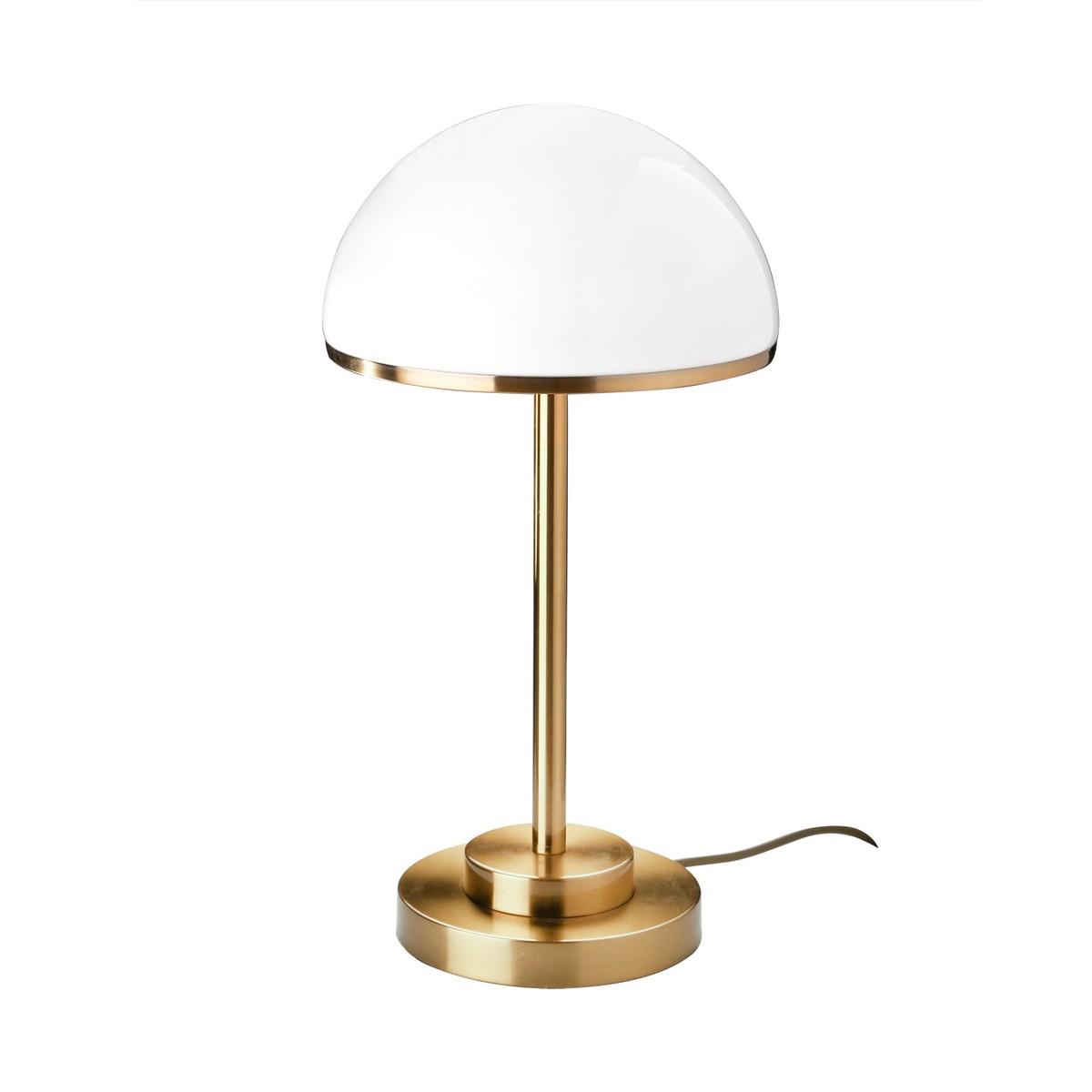 Signature - lámpara de mesa en latón dorado y vidrio blanco