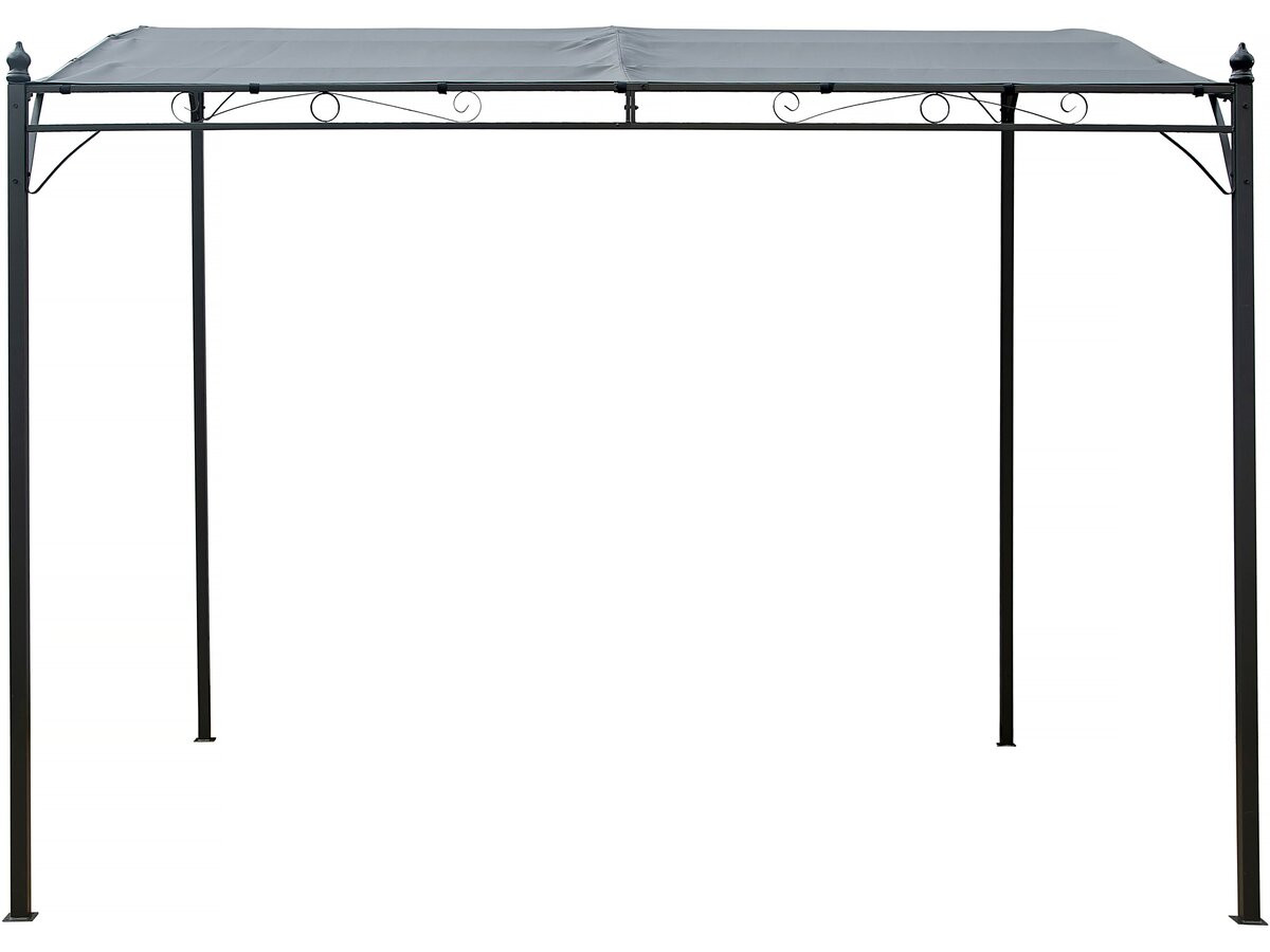 Pérgola metálica inclinada adosada - 3 x 2,5 m - gris