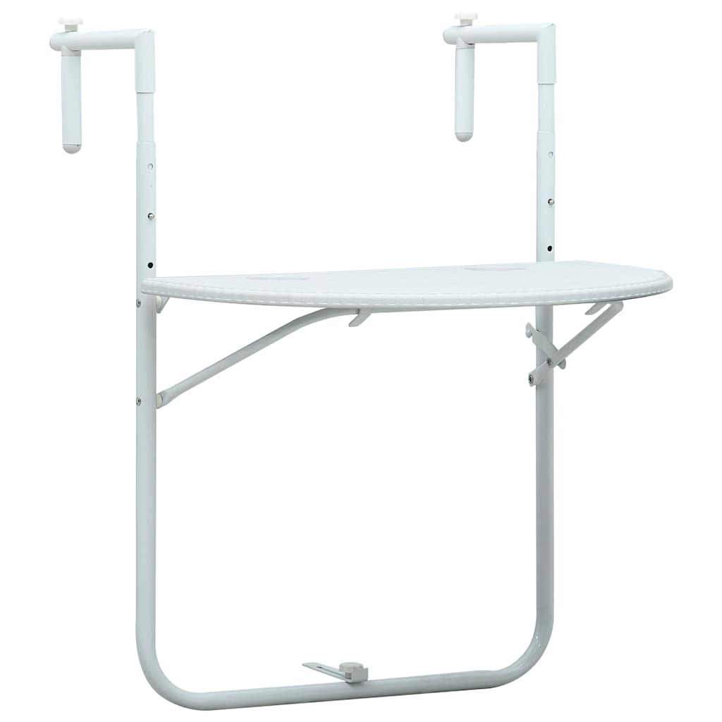 vidaXL mesa balcón colgante plástico aspecto ratán blanco 60x64x83,5cm