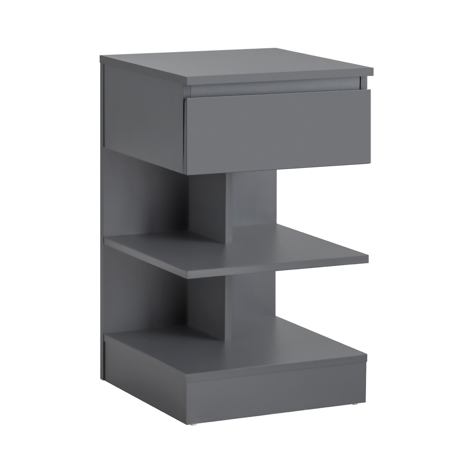 Sobuy mesita de noche fbt49-hg con 1 cajón y 2 estantes gris