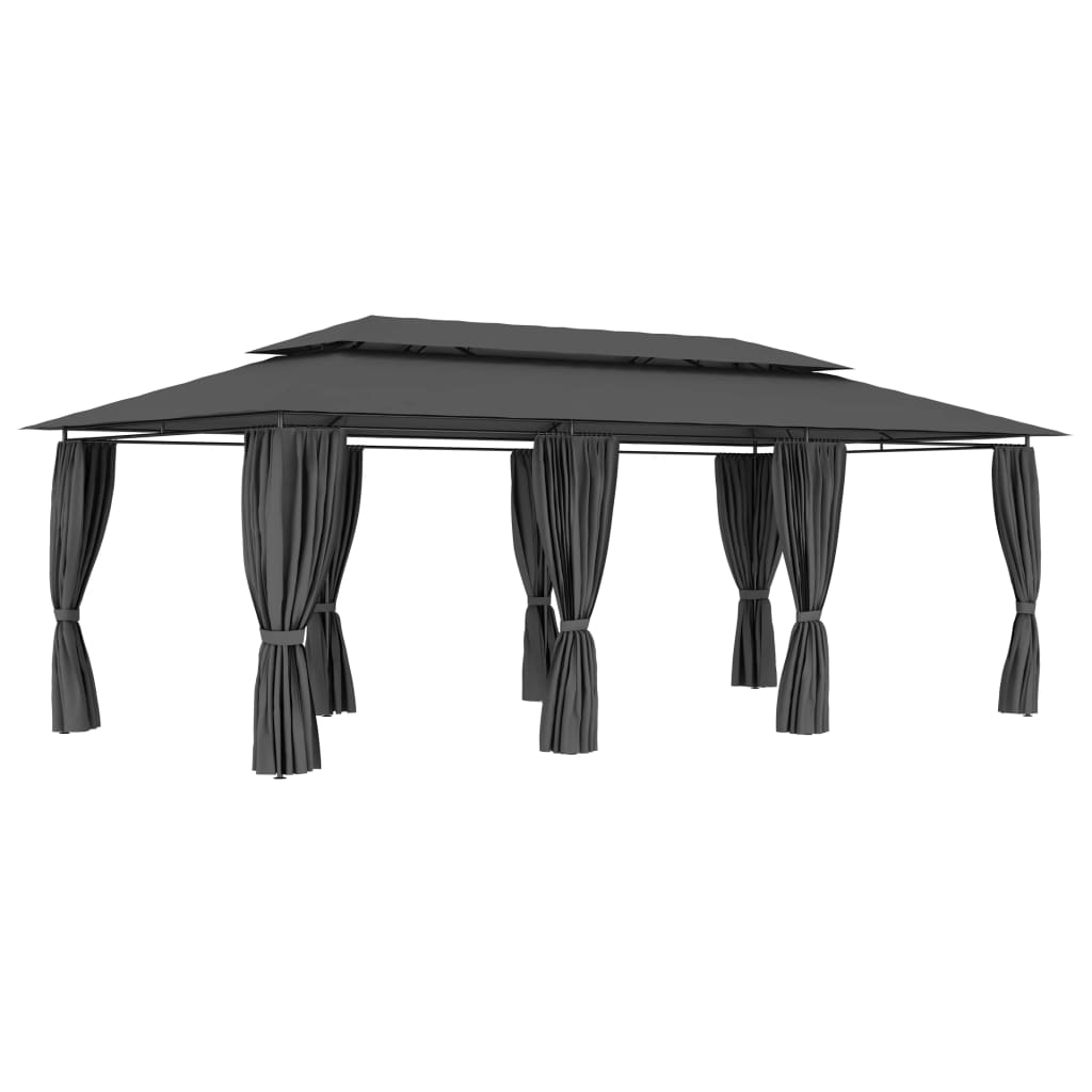 vidaXL cenador con cortinas gris antracita 600x298x270 cm