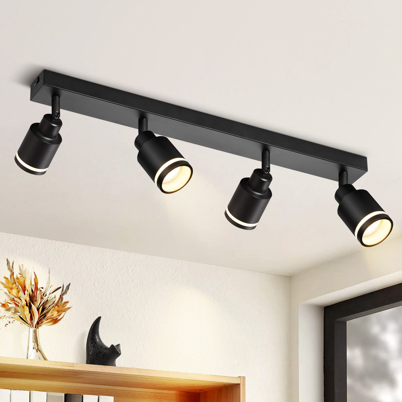 Nettlife lámpara de techo negro gu10 55x5