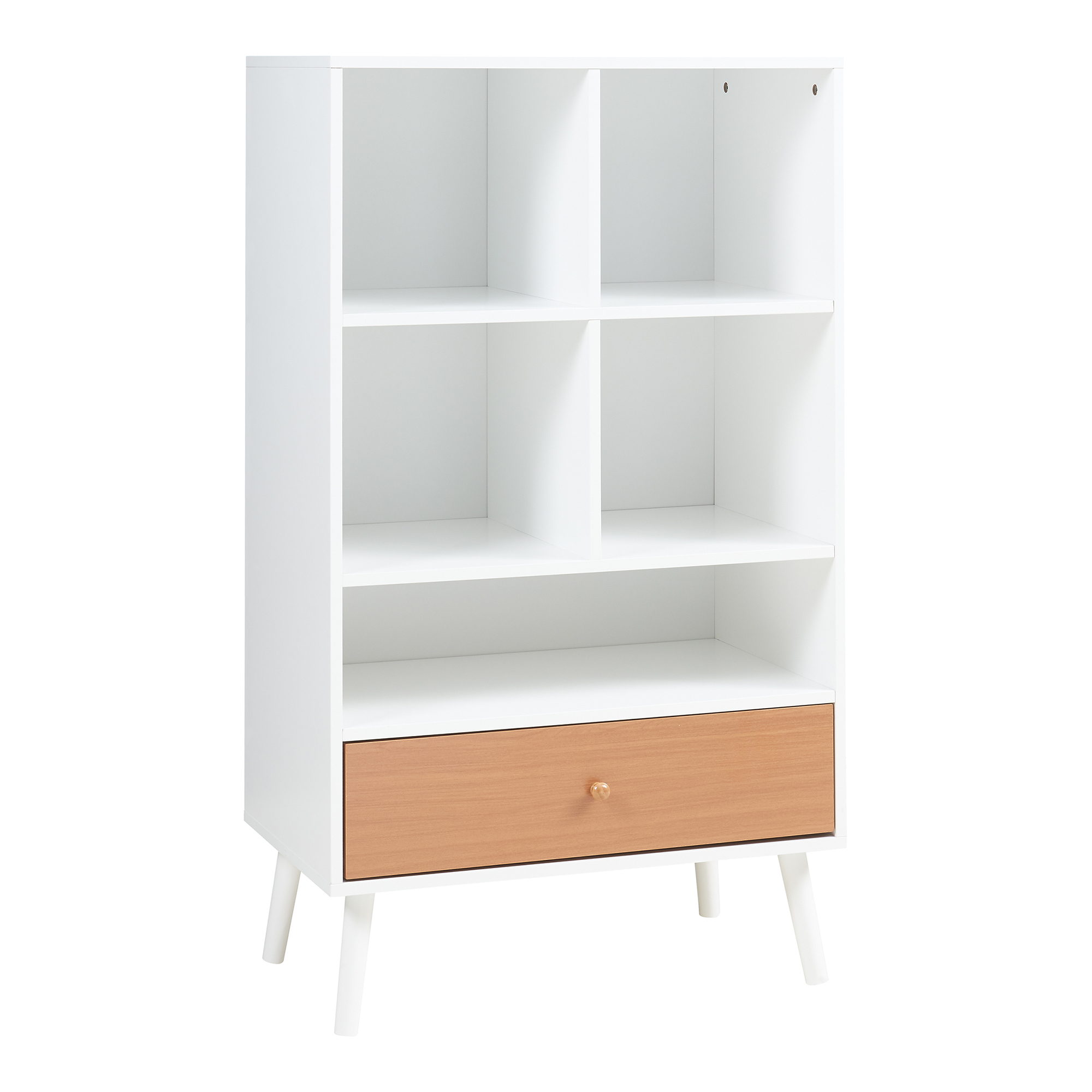 Librería reyljand 5 compartimentos abiertos 120x70x40cm blanco/teca