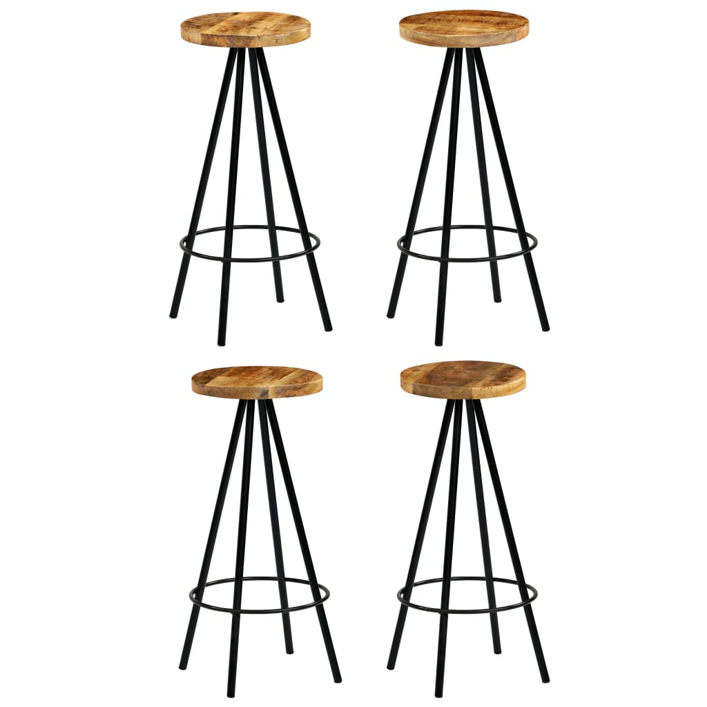 vidaXL taburetes de barra de cocina 4 unidades madera maciza de mango