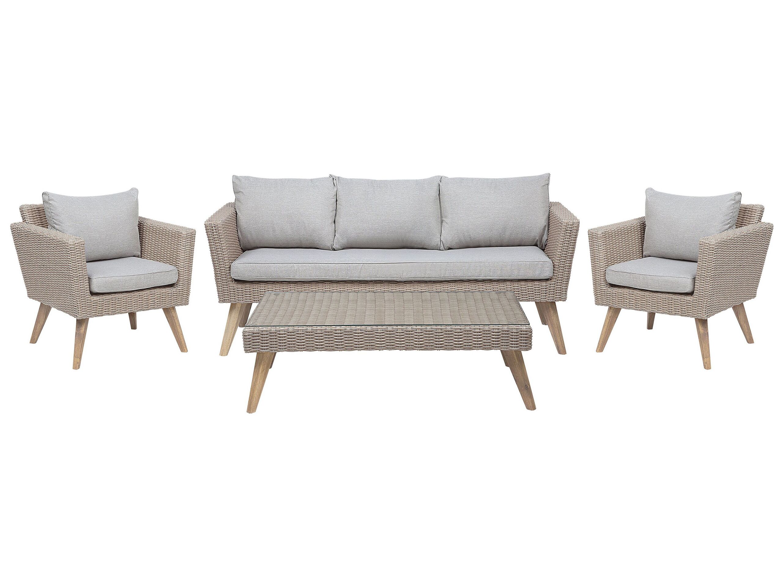 Conjunto de jardín con mesa 5 plazas vittoria ratán sintético gris