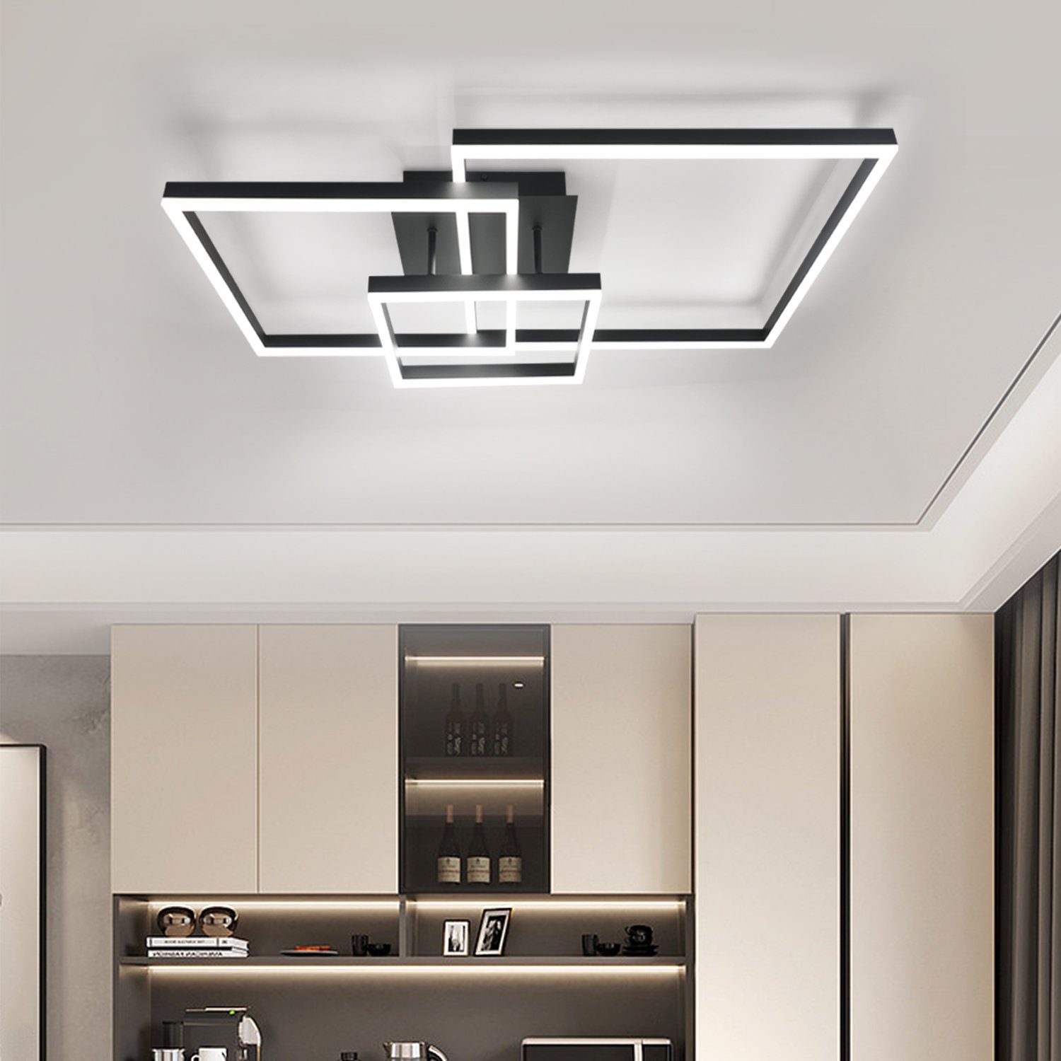 Nettlife plafon de techo LED plafon de sala de estar regulable negra con