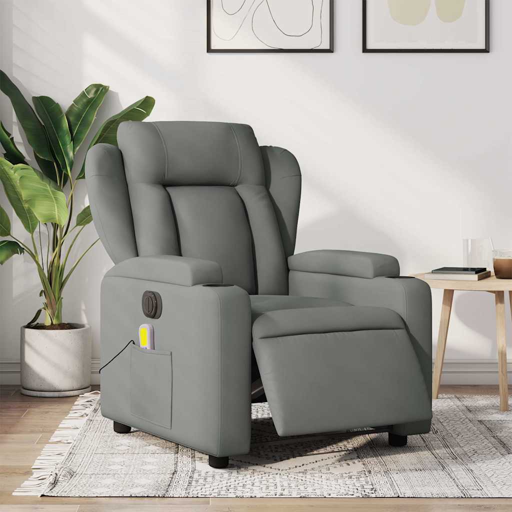 Sillón reclinable de masaje eléctrico tela gris oscuro qweo6192