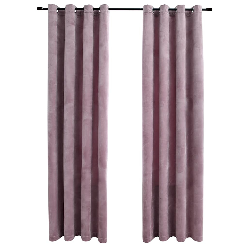 vidaXL cortinas opacas anillas 2 uds terciopelo rosa viejo 140x225 cm