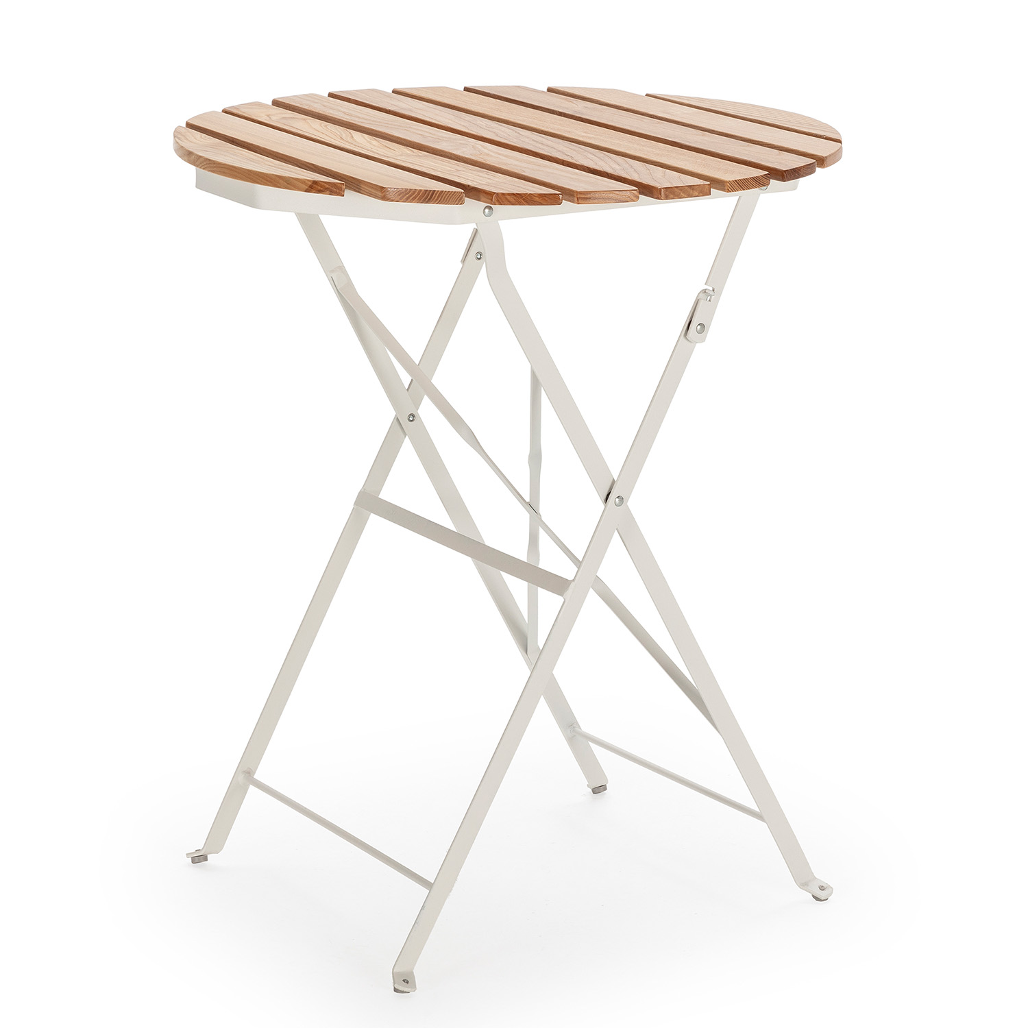 Mesa de jardín plegable ambar de madera y metal blanco 60x60 cm