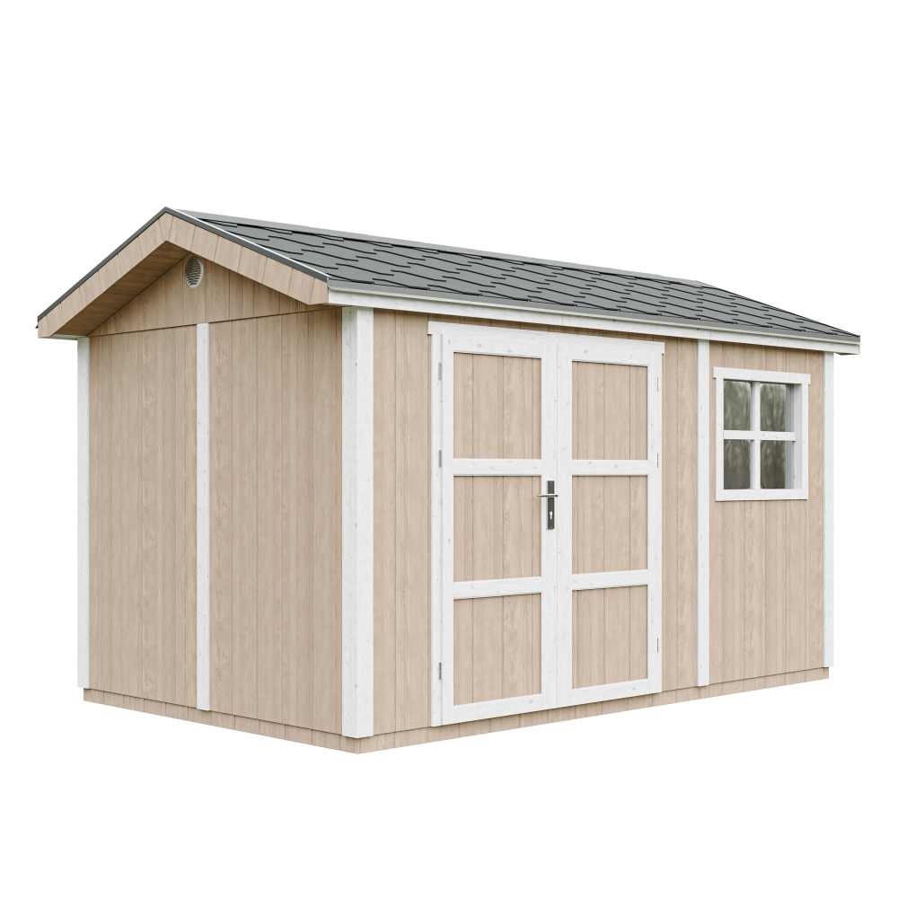 Caseta de jardín Timbela m914a-terra brown, 8,68 m², premium, con suelo
