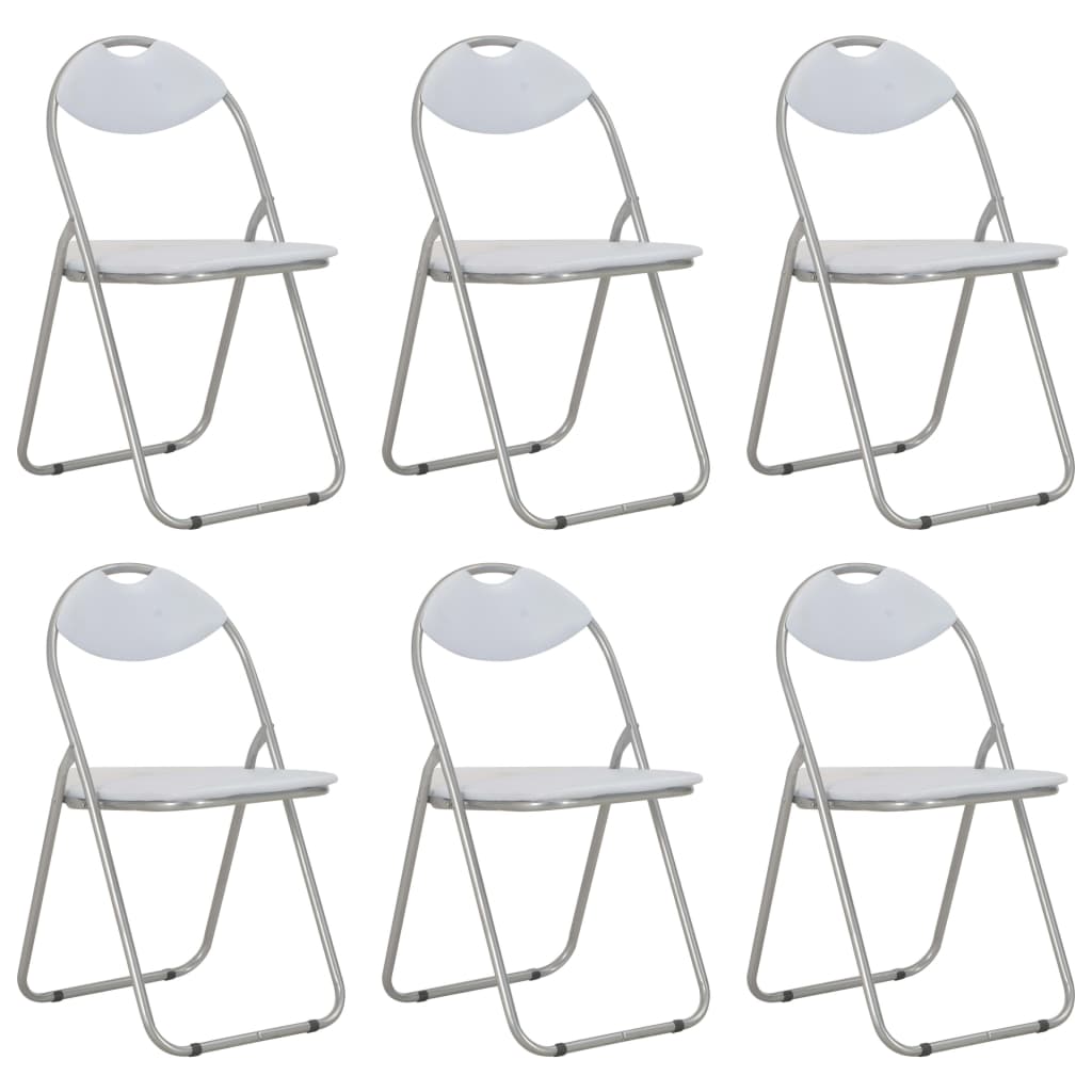 Sillas de comedor plegables 6 unidades cuero sintético blanco