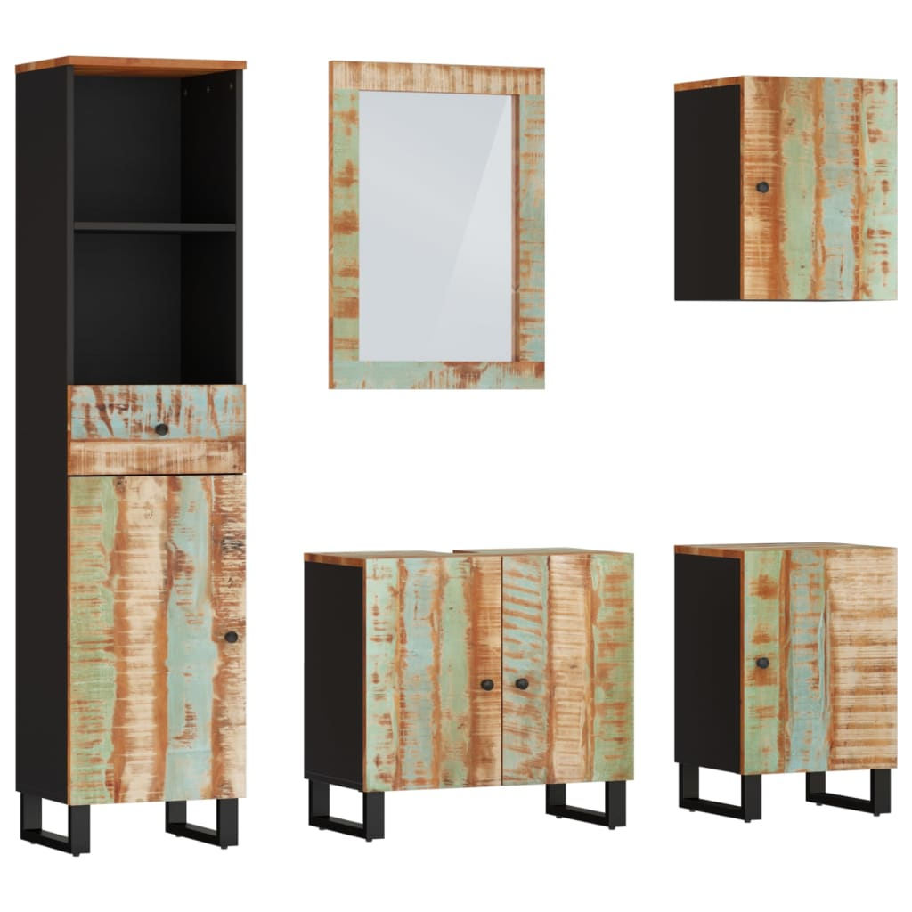 vidaXL conjunto de muebles de baño 5 piezas madera maciza reciclada