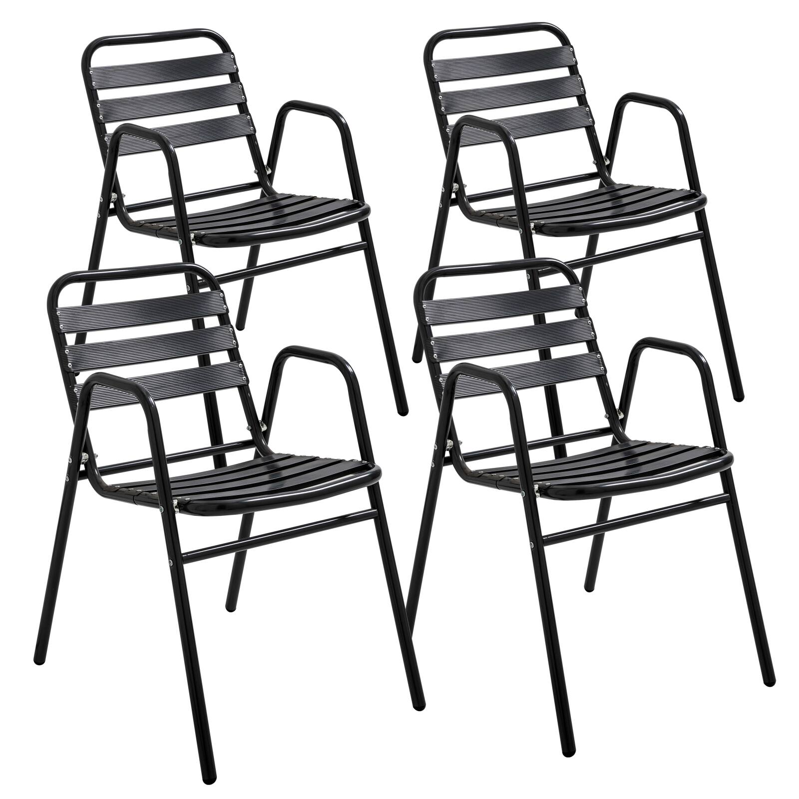 Oviala - juego de 4 sillones de jardín de aluminio negro