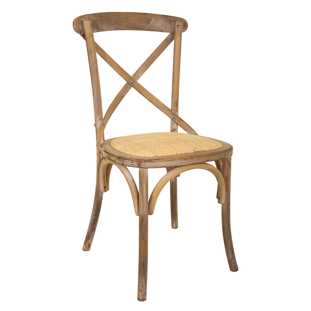 Silla de madera y asiento de ratán marrón 44x42x46/88h cm