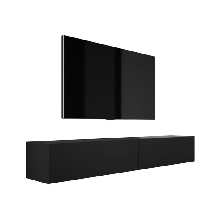 Mueble tv suspendido - negro mate - madera - 2x100x32x34 cm