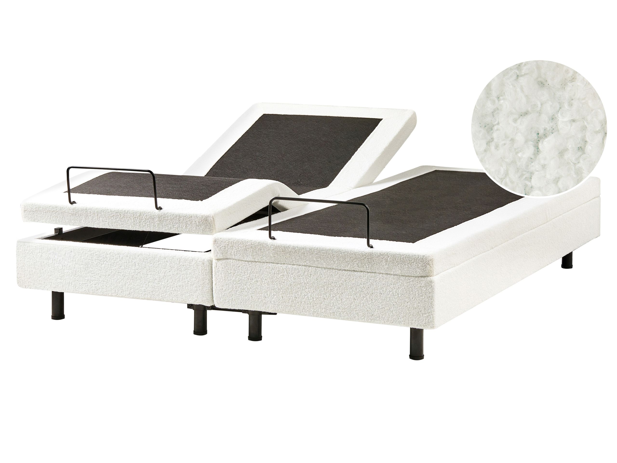 Cama ajustable sin cabecero bouclé duke 160 x 200 cm blanco crema