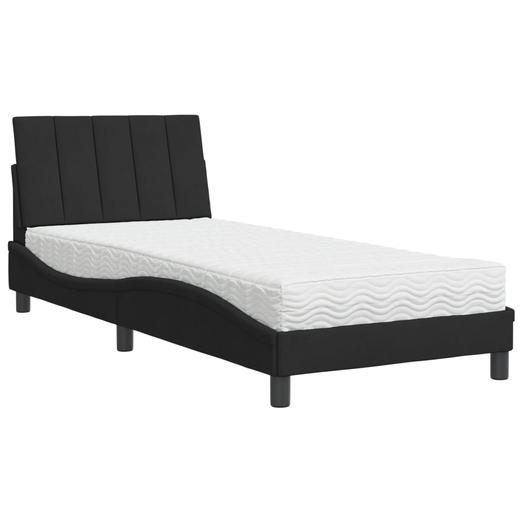 vidaXL cama con colchón hanko terciopelo negro 90x190 cm