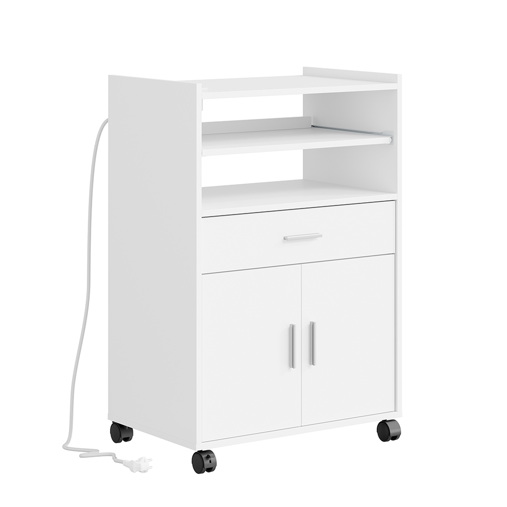 Sobuy carro de cocina con toma usb blanco