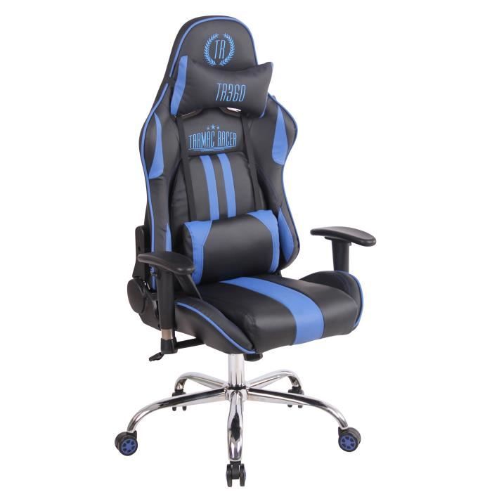 Silla de oficina de polipiel - negro azul - 1 plaza