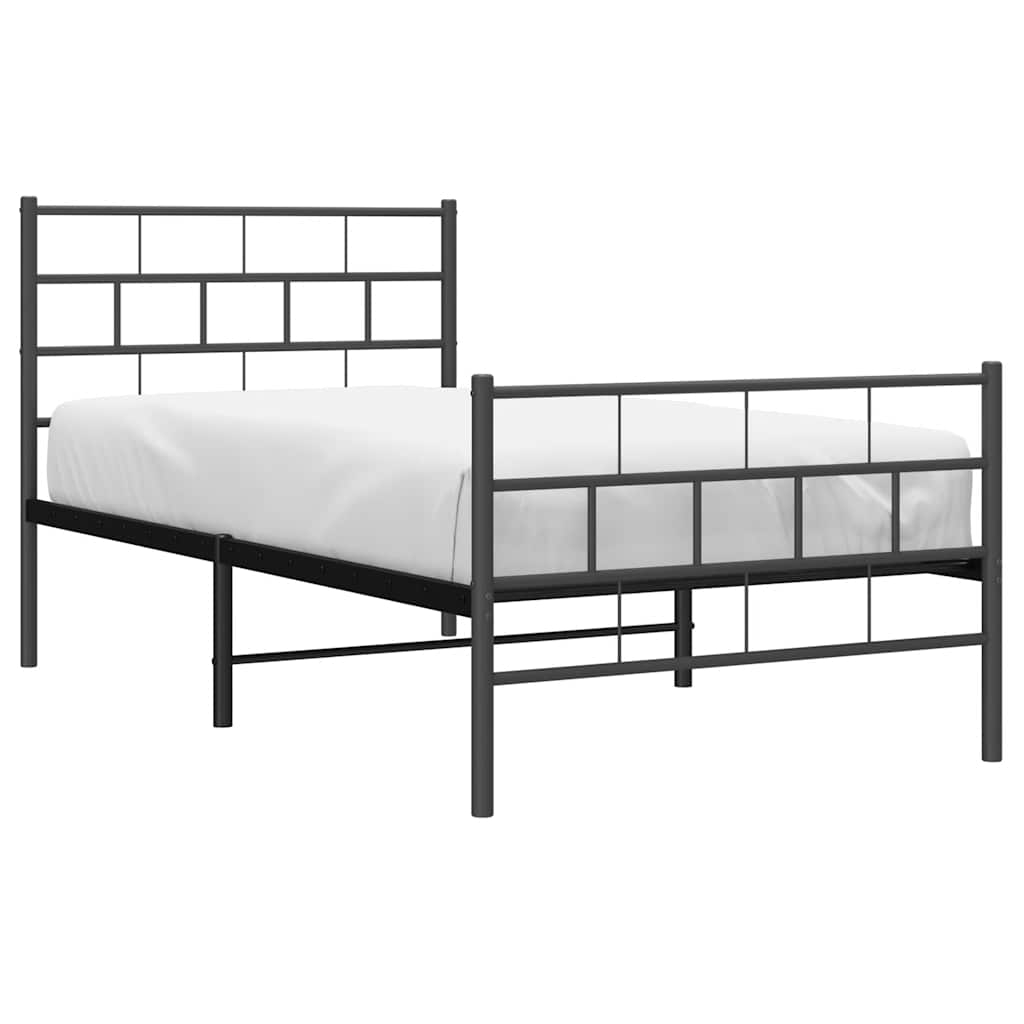 vidaXL estructura cama sin colchón con estribo metal negro 100x190 cm